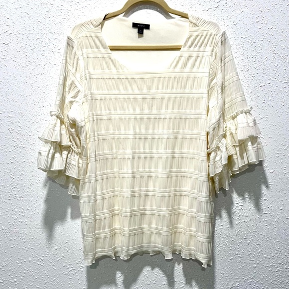 Alfani Cream Flutter Sleeve Blouse with Ruffled Details 0X - Picture 1 of 7